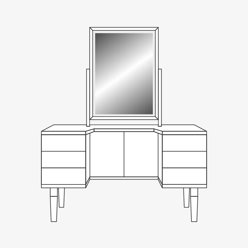 Dressing Table 3 Drawers - Grey